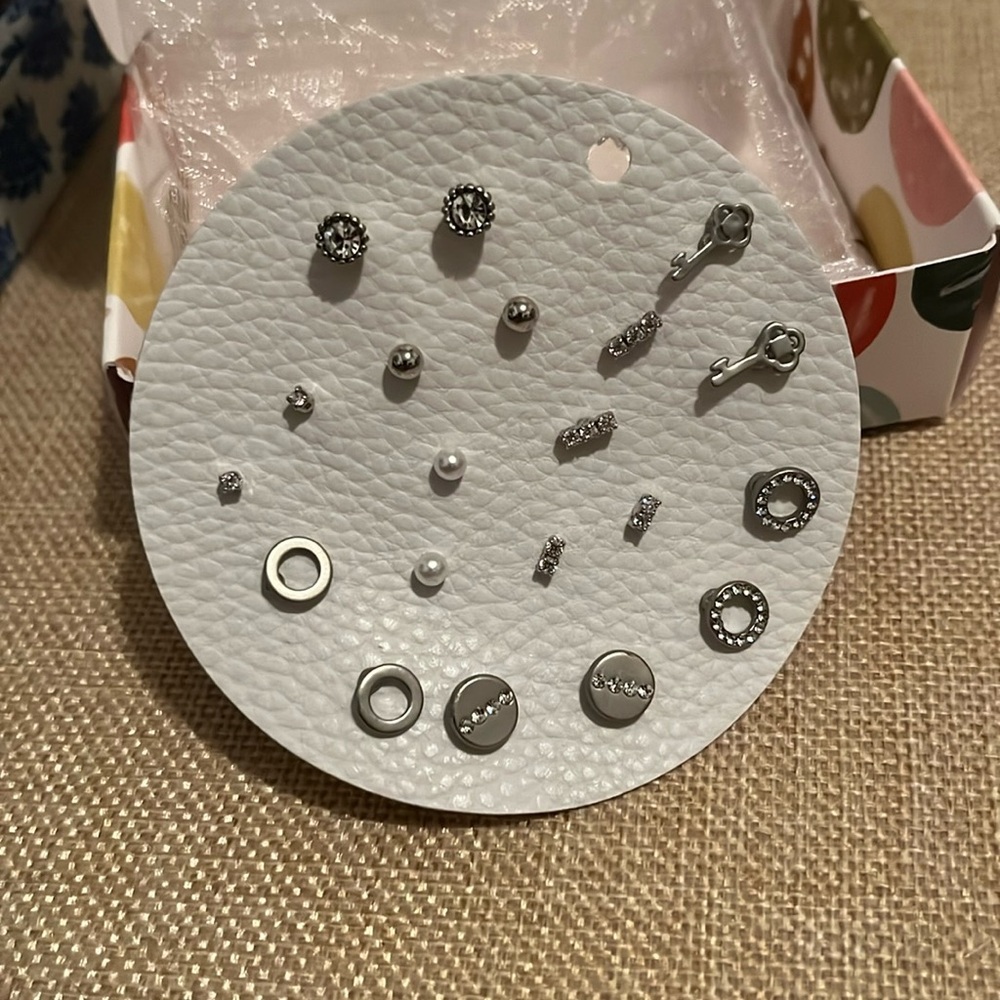 10 pair small silver studs